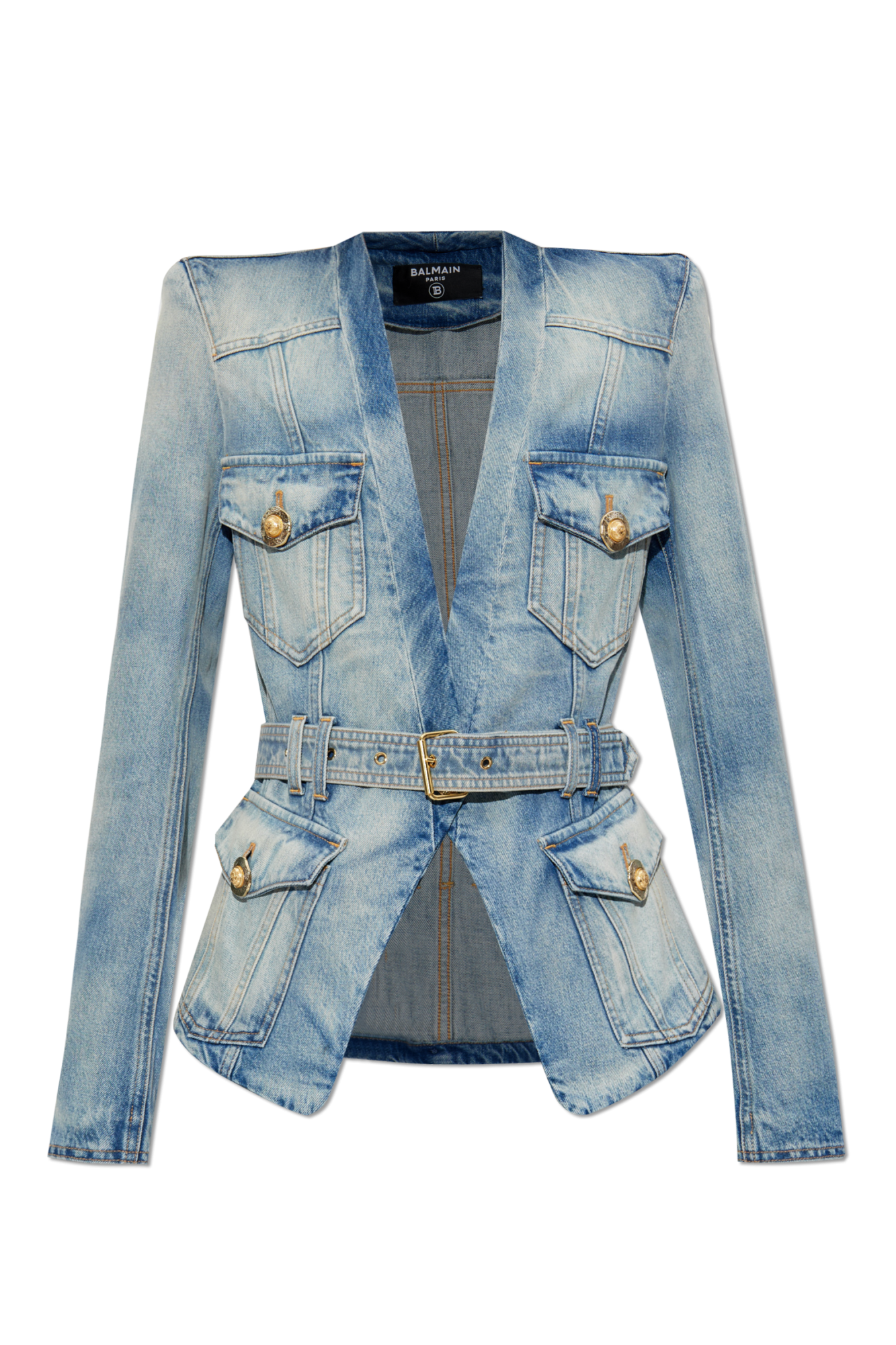 BALMAIN ホタンテニムスカト DF1LBA22DE53 6FC Balmain Denim jacket with belt | Women's Clothing | Vitkac